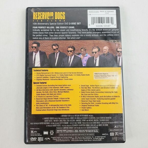Reservoir Dogs 1992 Film, DVD, 2-Disc Collectors Edition SE 10 Years - Picture 5 of 5
